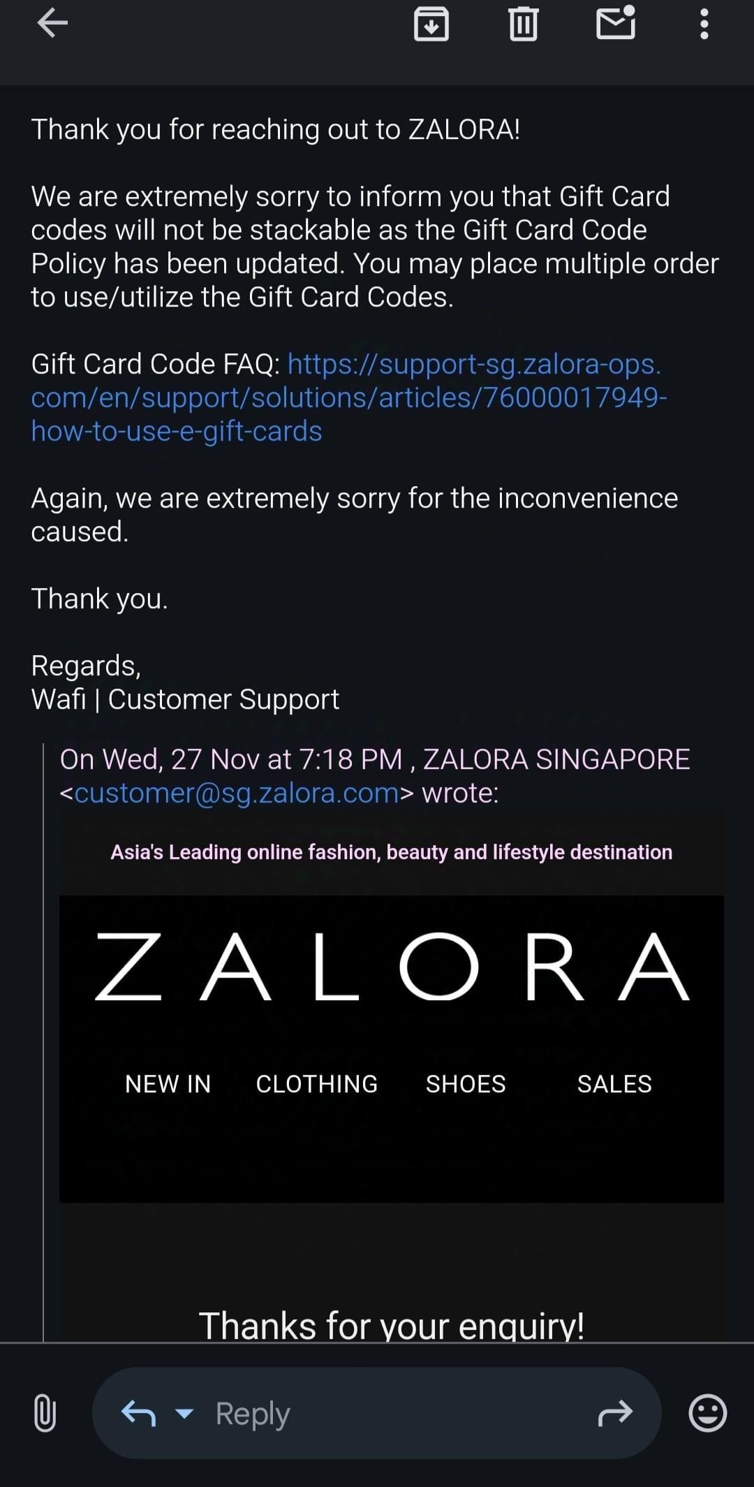 How to recharge Zalora Gift Card (SG)