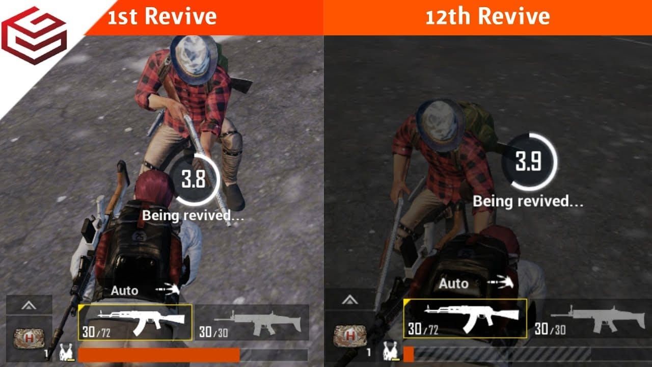 Comparação entre Reanimação por IA e reanimação manual no PUBG Mobile