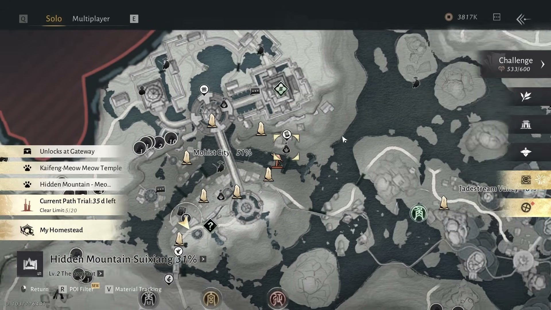 Where Winds Meet Hidden Mountain map Suixiang exploration progress