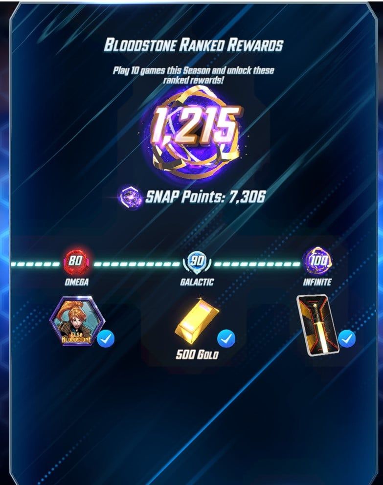 Marvel Snap ladder rank 90 reward screen displaying 500 gold