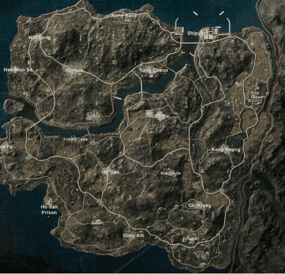 PUBG Mobile map showing strategic positioning and rotation paths for competitive play
