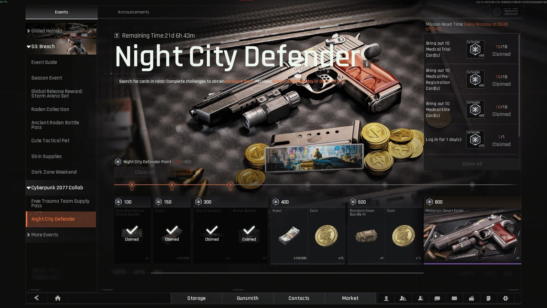 Arena Breakout Events-tabblad voor April Loot Festival-beloningen