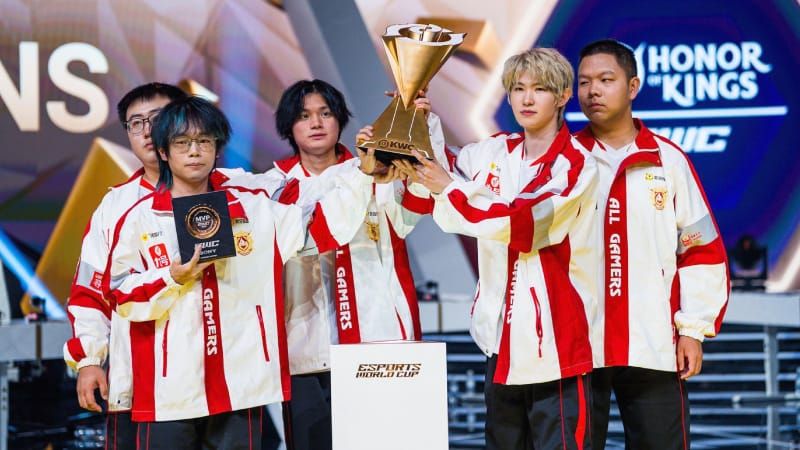 AG.AL celebrating their Honor of Kings Esports World Cup 2025 championship victory