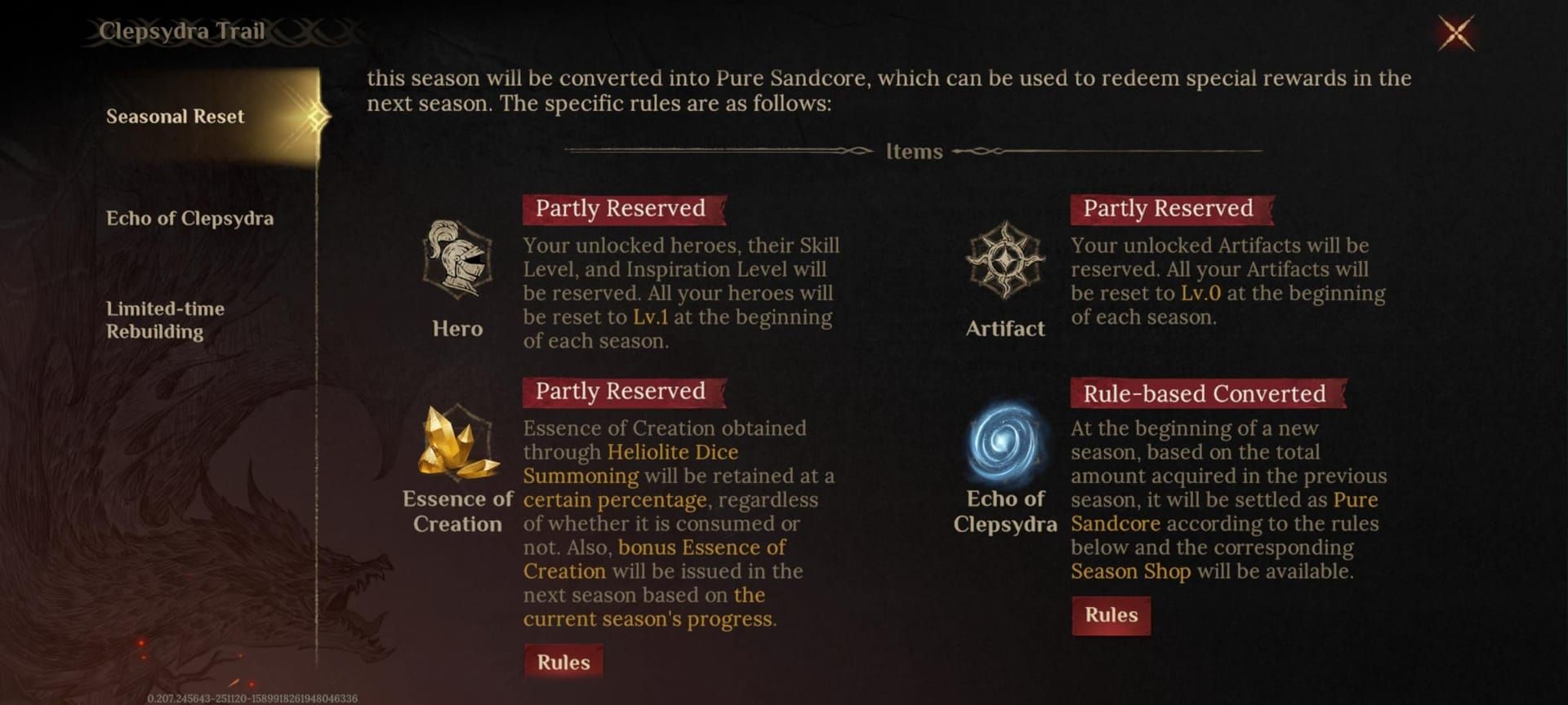 Dragonheir Silent Gods summoning interface displaying different types of dice currencies