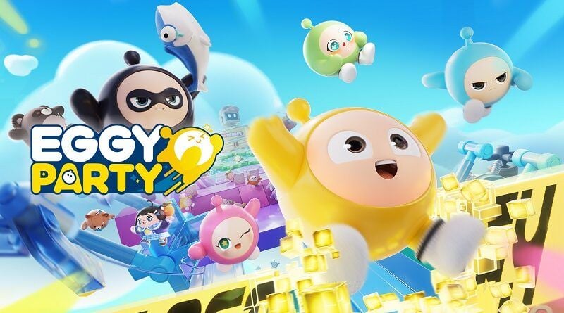 Vajíčka bojující na zmenšující se platformě pro přežití ve finálovém kole Eggy Party