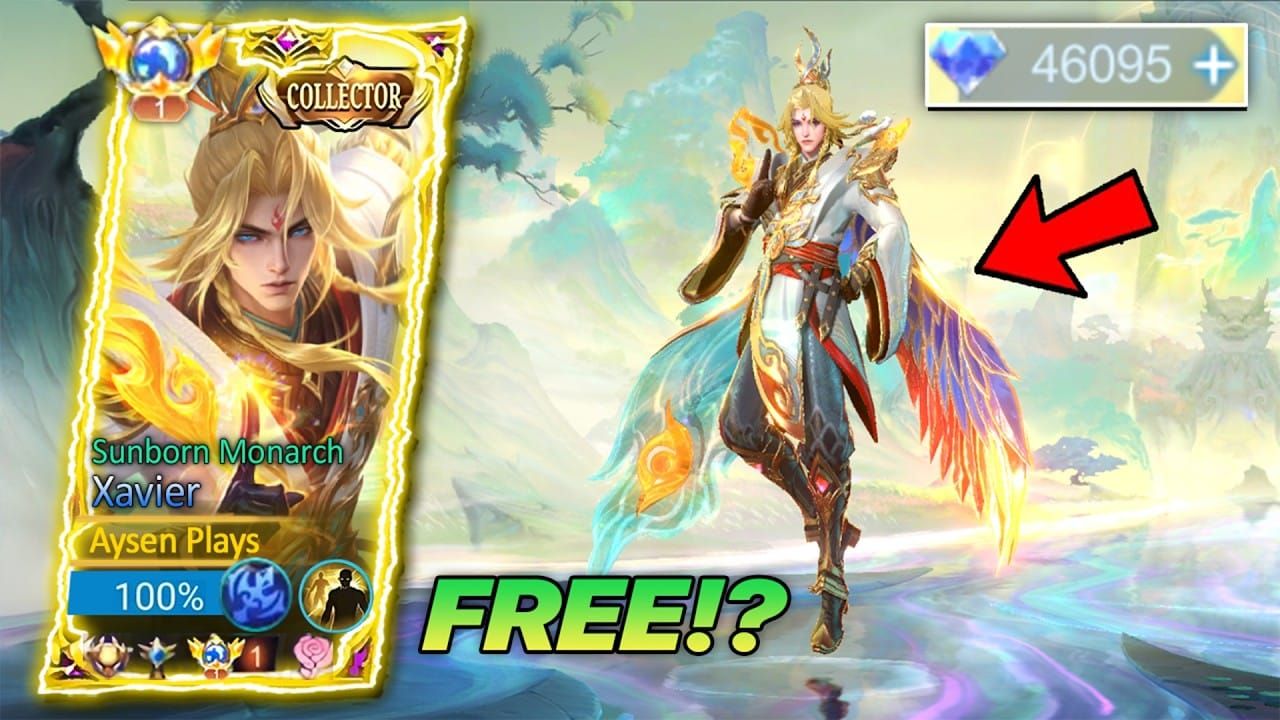 मोबाइल लेजेंड्स बैंग बैंग जेवियर सनबॉर्न मोनार्क लीजेंड स्किन आर्टवर्क