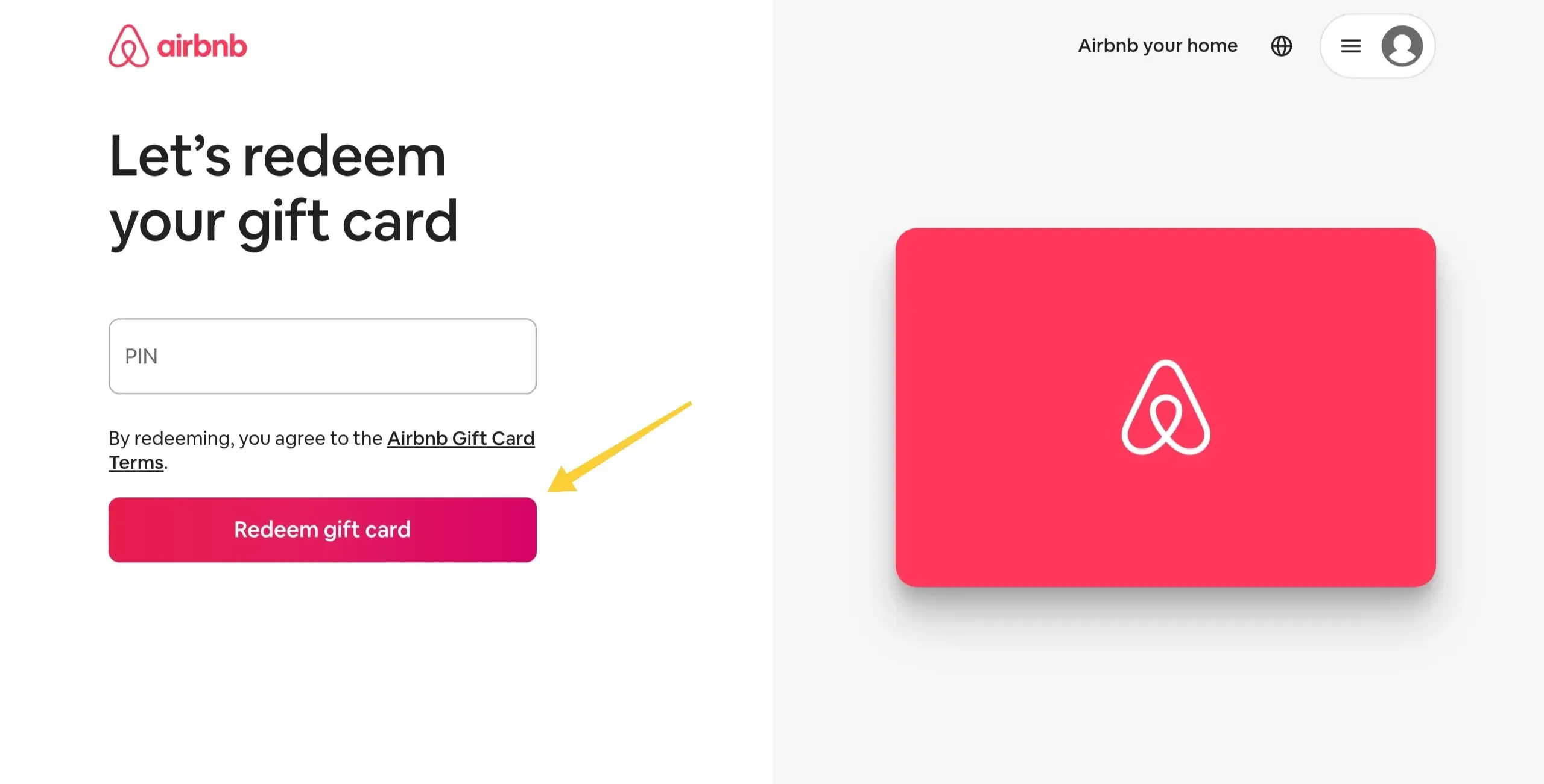 How to recharge Airbnb Gift Card (UK)