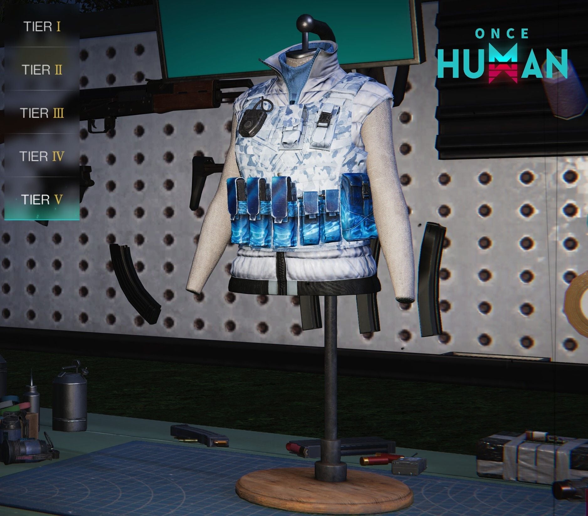 Armadura Snowline Elite Vest em Once Human, arte oficial do blog de desenvolvimento