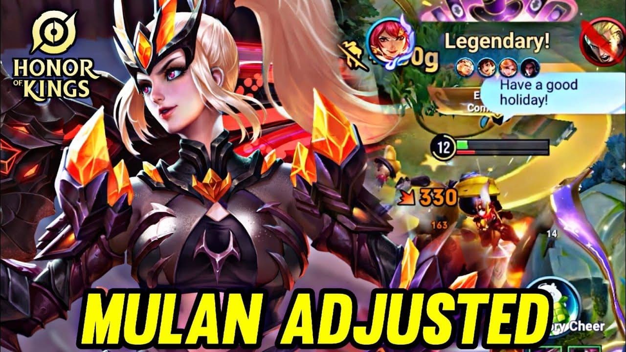 Recommended equipment build for Mulan showing item progression in Honor of Kings