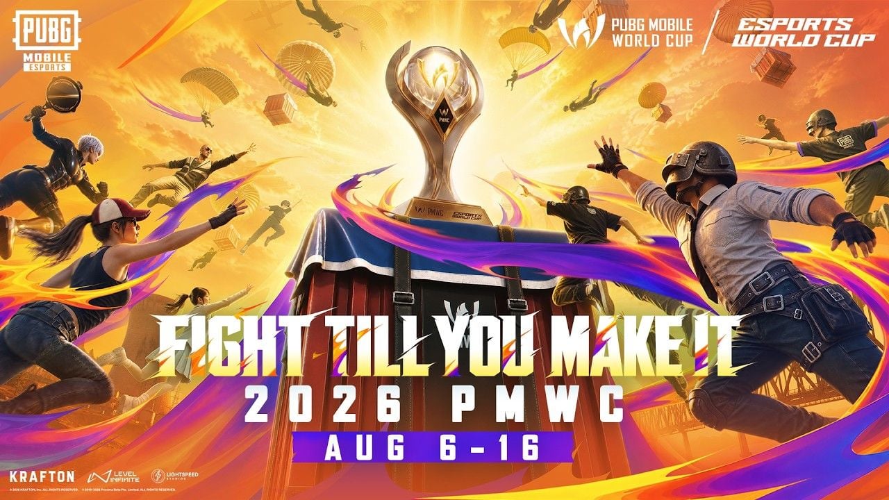 ภาพอาร์ตเวิร์กอย่างเป็นทางการ PUBG Mobile World Cup 2026 Fight Till You Make It พร้อมแอร์ดรอปและร่มชูชีพ