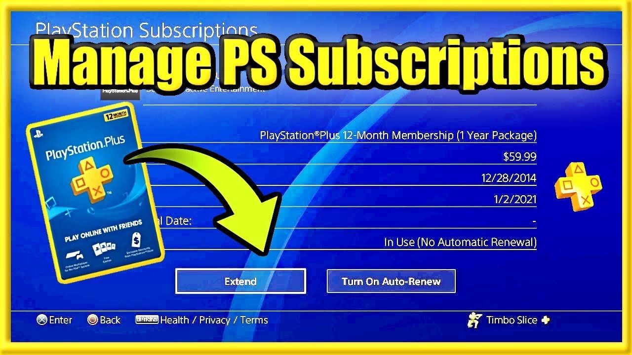 PlayStation Plus subscription settings menu
