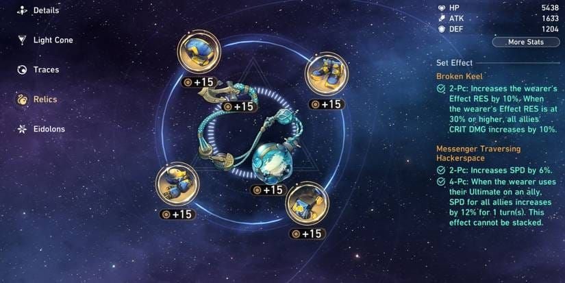 崩壞:星穹鐵道花火遺器套裝,包含信使和翁瓦克,以及主詞條