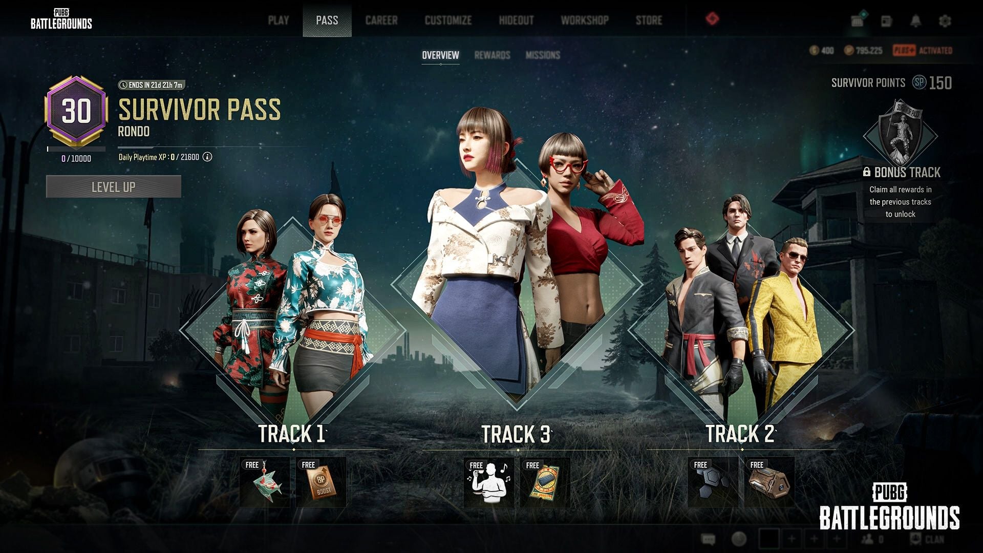 G-Coin रिफंड माइलस्टोन अनलॉक दिखाते PUBG Survivor Pass रिवॉर्ड लेवल्स