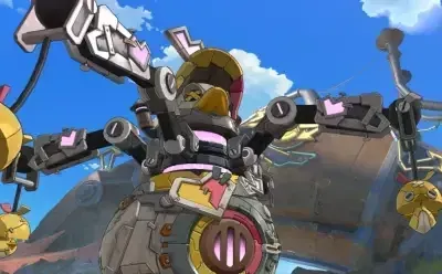 Knuckle Duckle boss showing purple attack indicators and telegraphs