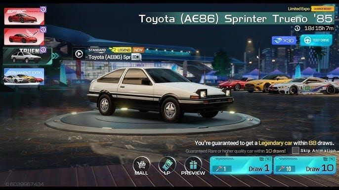 Interfața bannerului limitat AE86 și RX-7 Initial D din Racing Master (SEA) pentru extrageri zilnice gratuite
