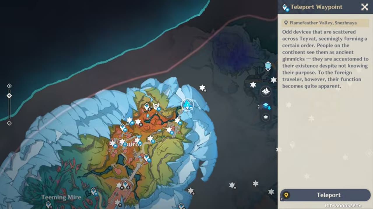 Flamefeather Valley waypoint used to start the Gun Traveler route