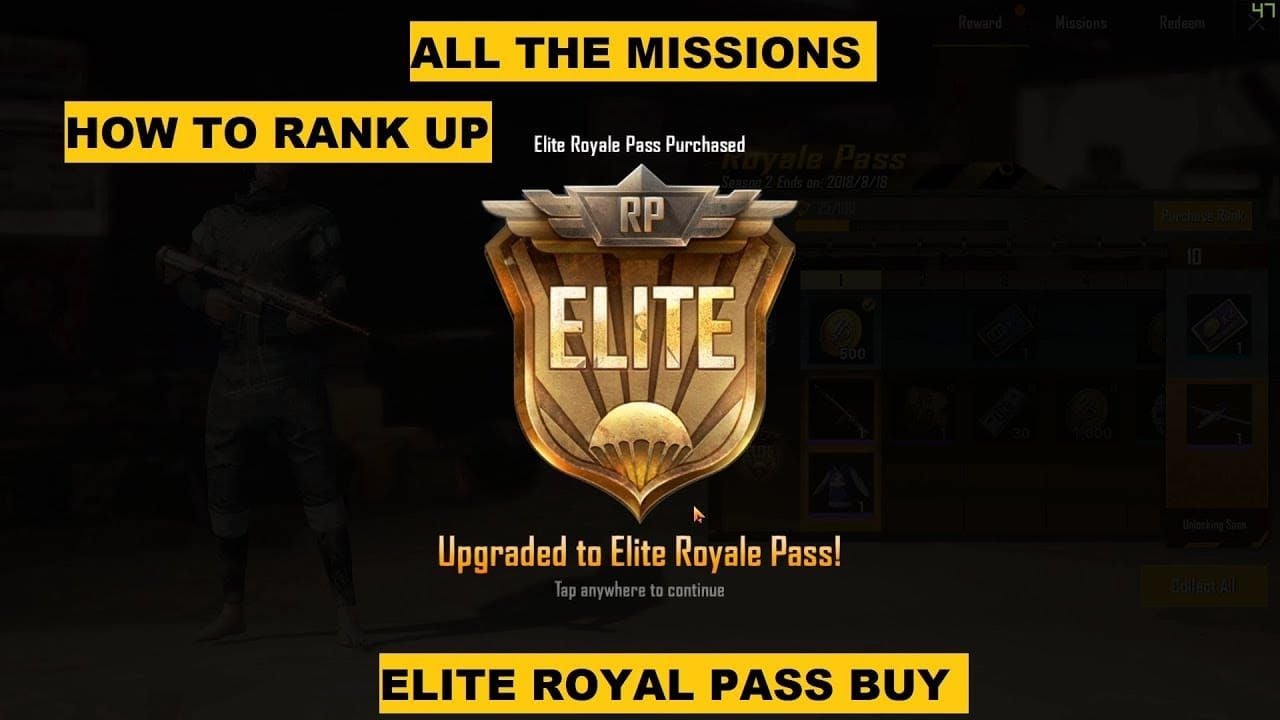 PUBG Mobile Royale Pass purchase interface showing Elite Pass options and UC pricing