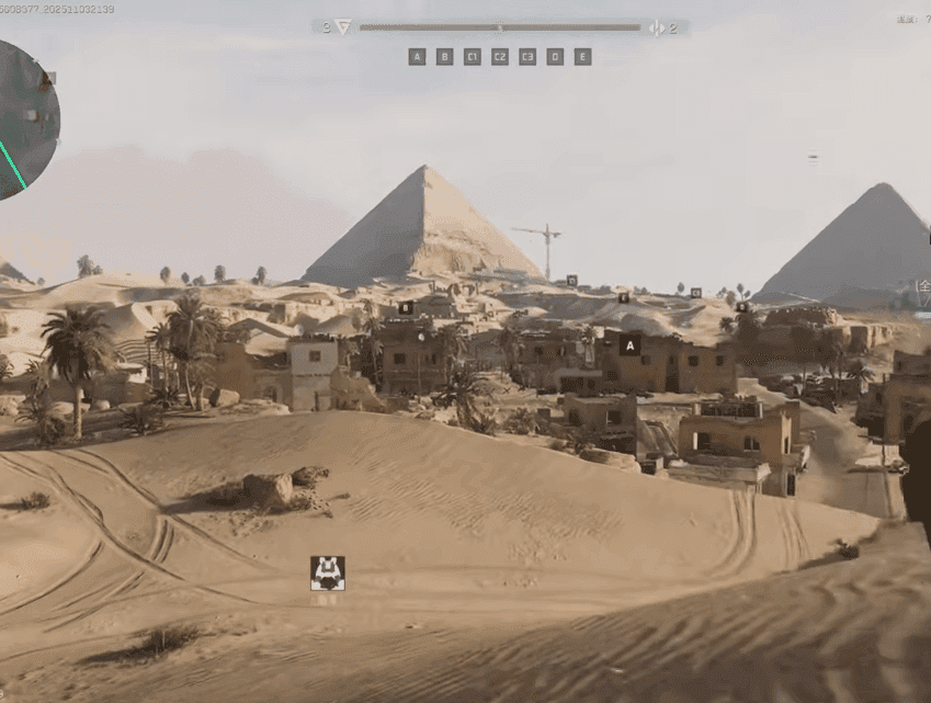 Delta Force Monument map highlighting Zone B dunes and interiors