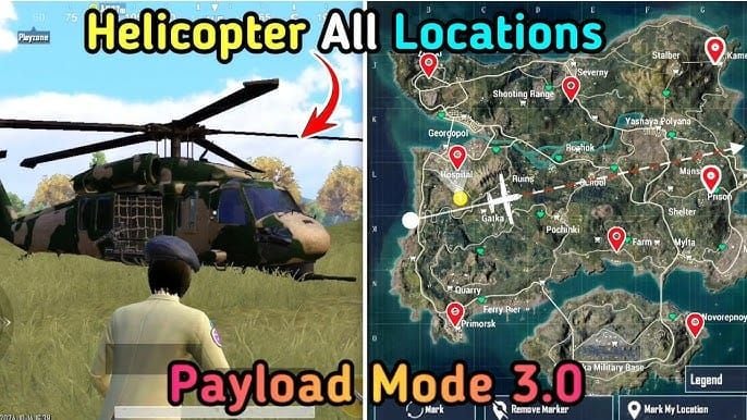 PUBG Mobile helicopter extraction screenshot showing emergency evacuation process with flare gun
