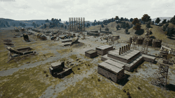 PUBG Mobile Military Base map showing strategic landing positions and loot rotation routes