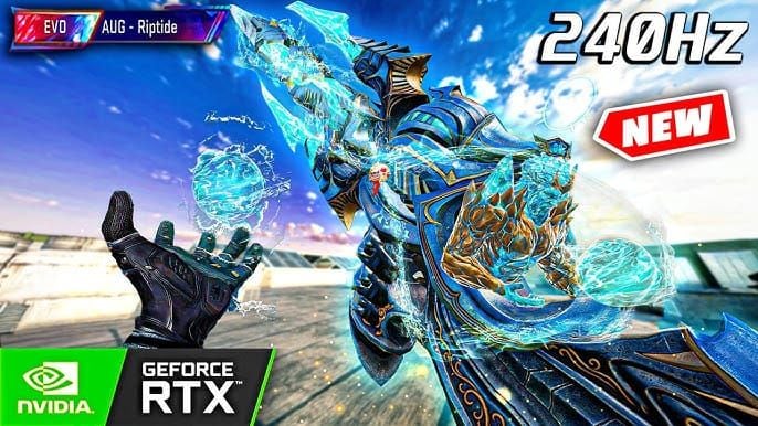 Skin Blood Strike AUG Riptide menampilkan visual bertema laut dan efek air