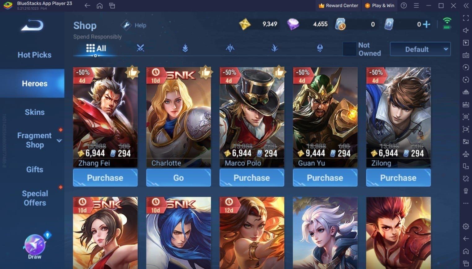 Honor of Kings inventory screen showing skin fragments, trial cards, and various in-game currencies