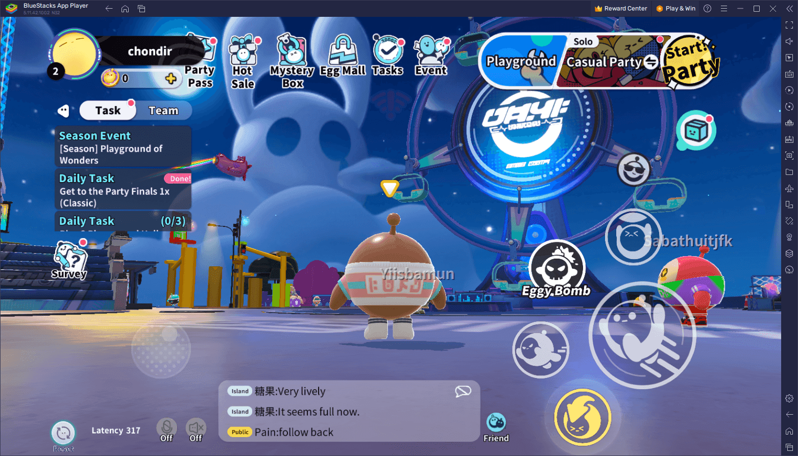 Interfaz de intercambio de Monedas Huevo y Monedas Brillantes de Eggy Party