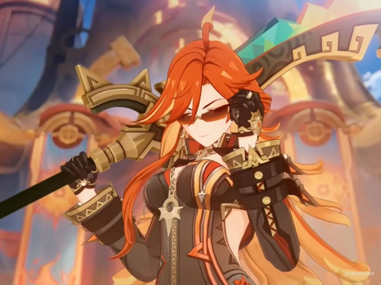 गेन्शिन इम्पैक्ट मावुइका पात्र युद्ध में पायरो डीपीएस क्षमताओं को दिखा रहा है