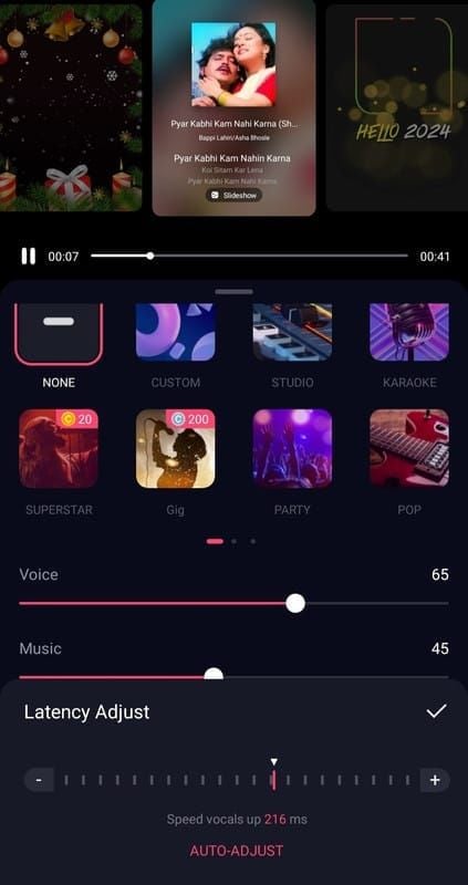 Tangkapan skrin panduan langkah demi langkah untuk penentukuran latensi pelarasan automatik StarMaker