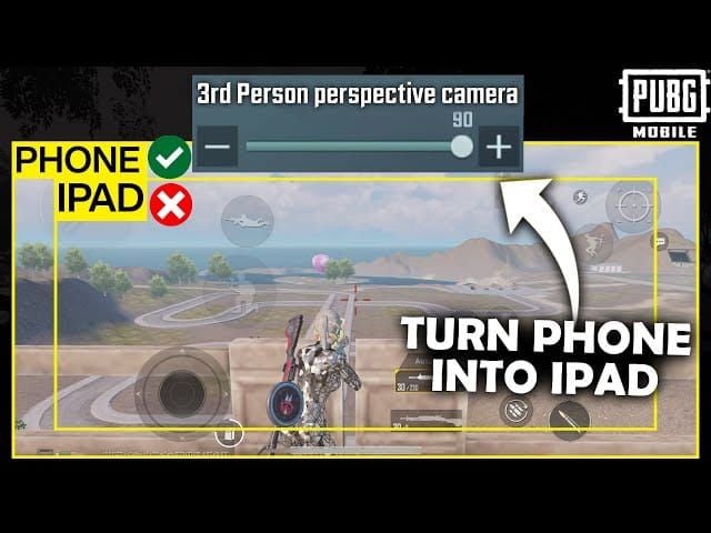 PUBG Mobile third-person camera angle demonstration for tactical peeking
