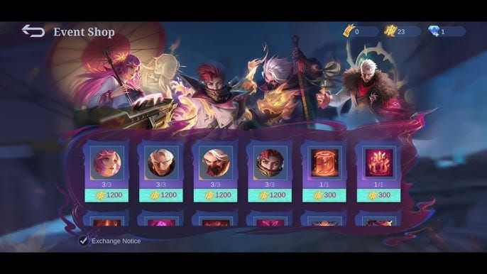 Interface de la boutique de la Chasse au trésor des marées dans Mobile Legends Bang Bang