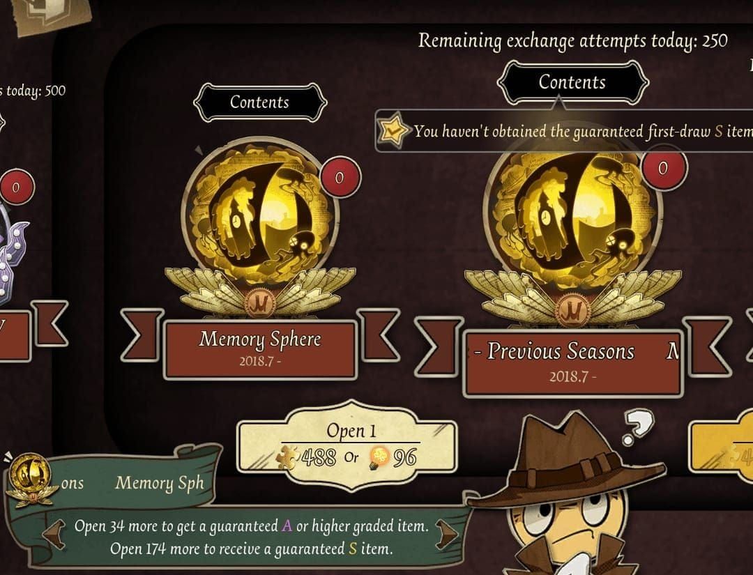 Menu essence gacha Identity V dengan pilihan cabutan tunggal dan 10-cabutan