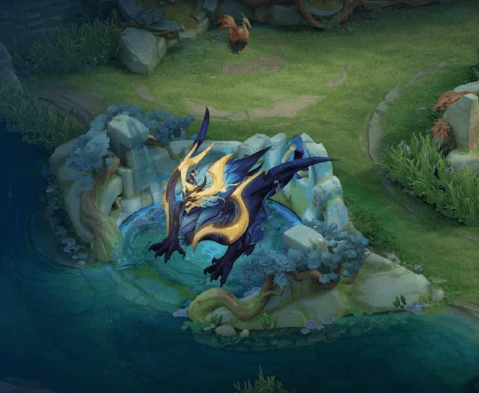Honor of Kings Tempest Dragon in stormy Gorge environment showing late-game transformation
