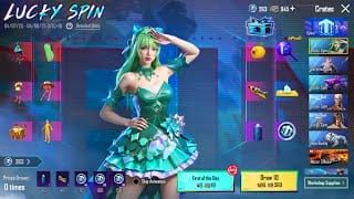 PUBG Mobile Lunar Castle Lucky Spin reward pool interface showing five tiers of items
