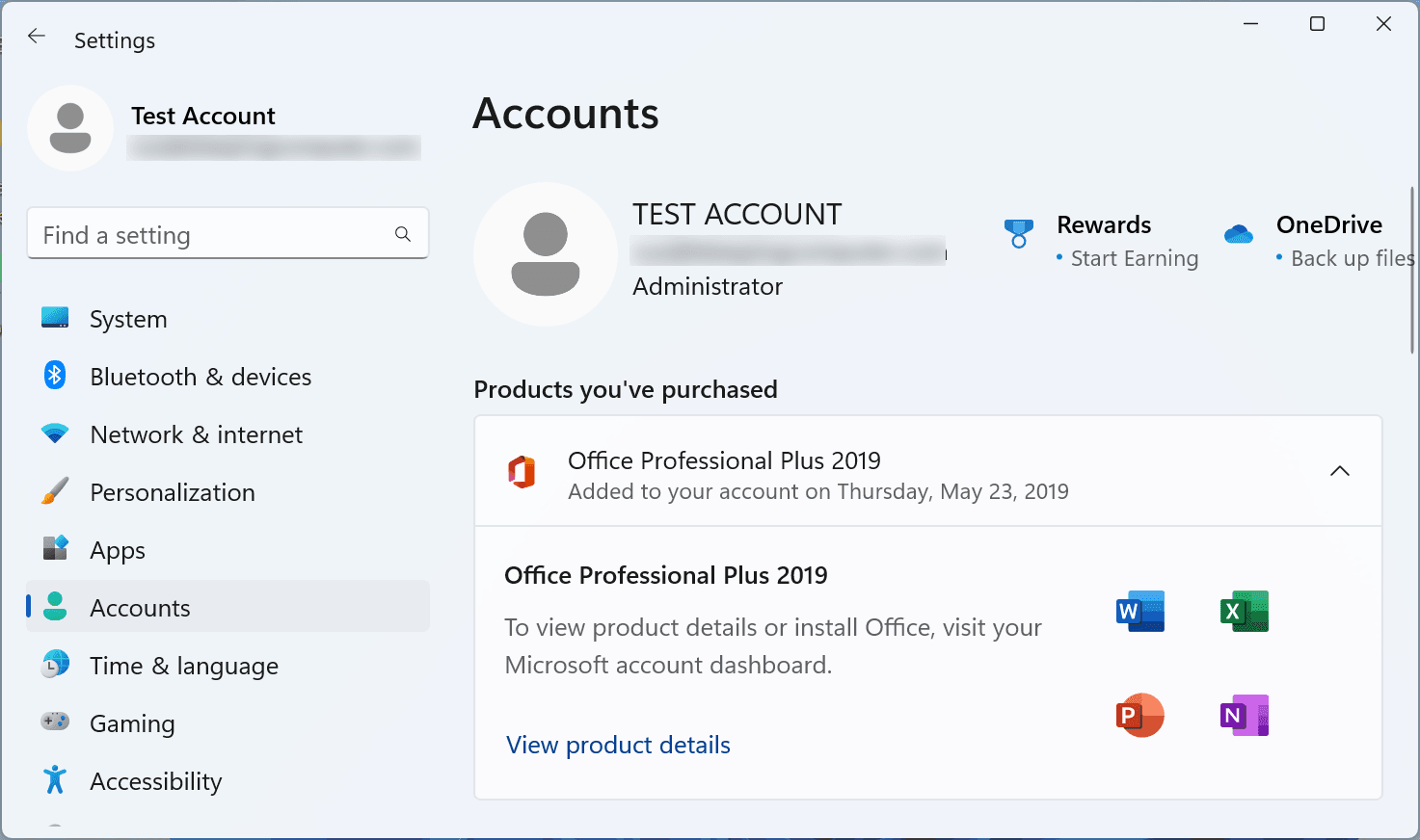 Windows版Office製品情報画面のライセンス表示