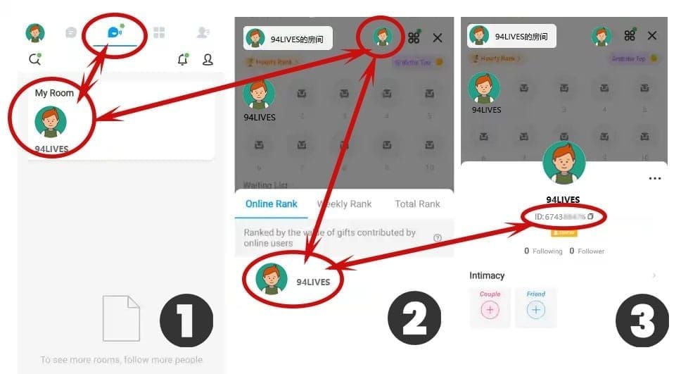 Скриншот страницы Online Rank в IMO, показывающий 7-10-значный ID пользователя под никнеймом