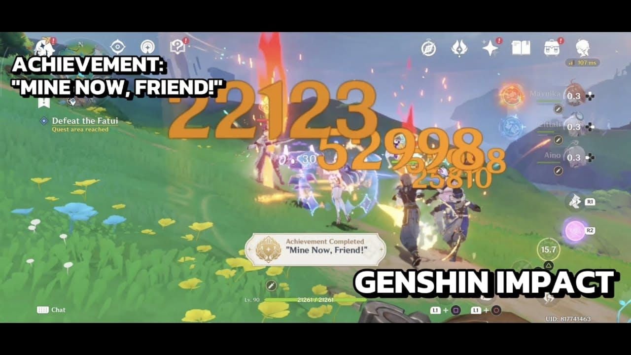 Genshin Impact screenshot van 'Mijn Nu, Vriend' prestatie farm sequentie in Nod-Krai