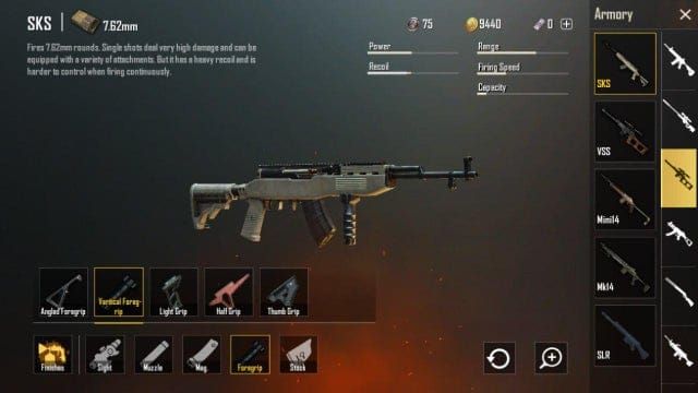 PUBG Mobile 4.0 foregrip attachment stats showing Light Grip and Half Grip changes