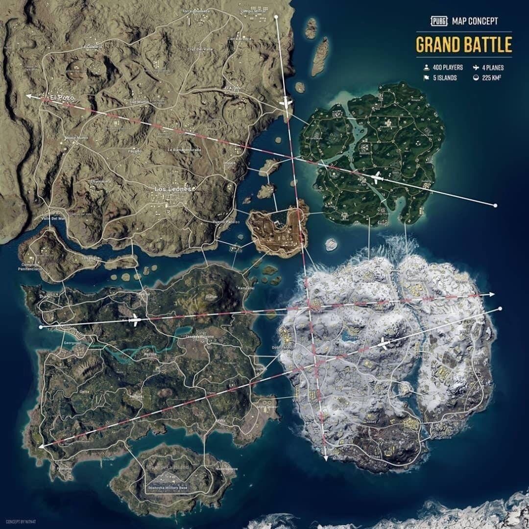 Comparison view of PUBG Mobile Ranked Arena maps: Warehouse, Town, Ruins, and Hangar showing different tactical environments