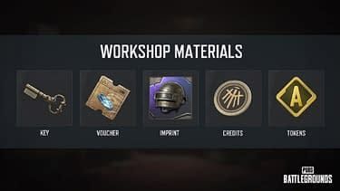 PUBG Mobile workshop crafting interface displaying Porsche vehicle token costs and crafting options