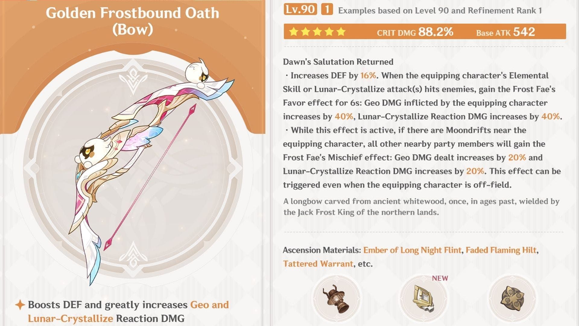 Genshin Impact Golden Frostbound Oath-wapen voor Linnea