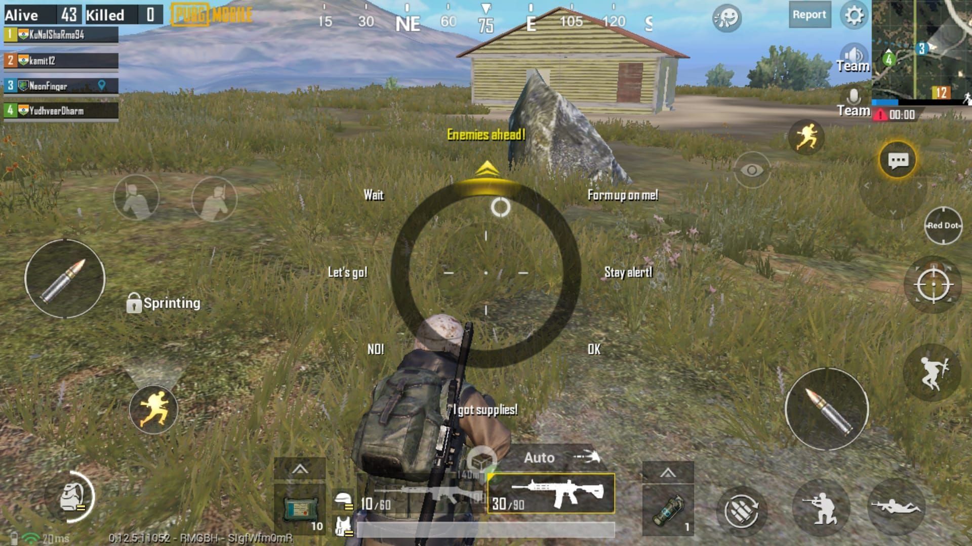 Command wheel Barkle PUBG Mobile 4.2 dengan posisi hot drop optimal yang ditandai pada wajah jam