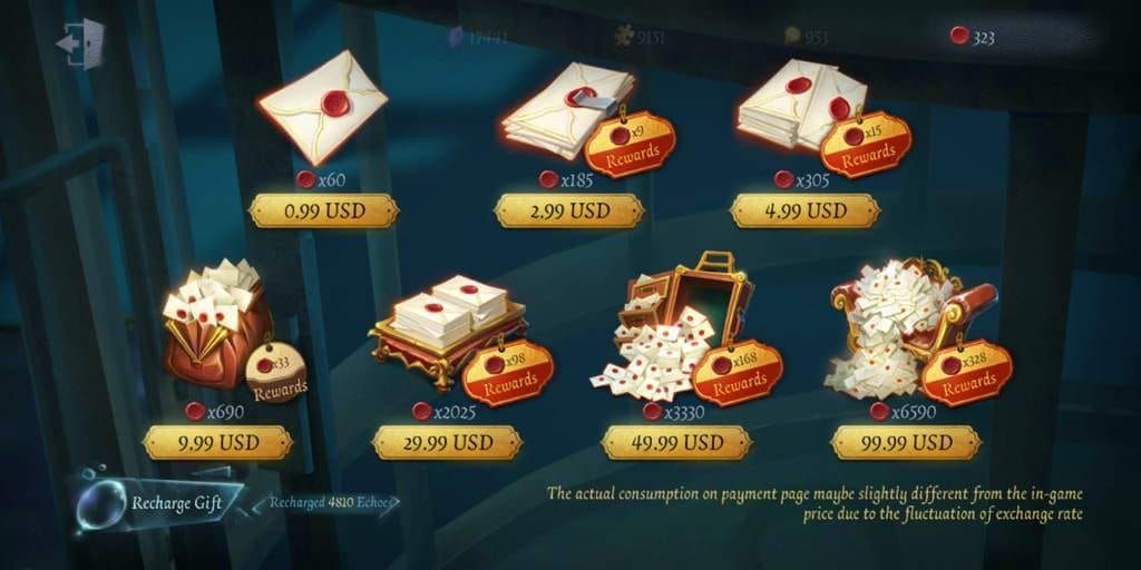 Tangkapan skrin panduan sumber perolehan Echoes F2P Identity V