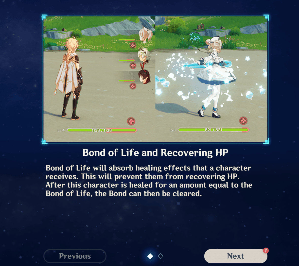 Bond of Life status effect shown on character health bar interface