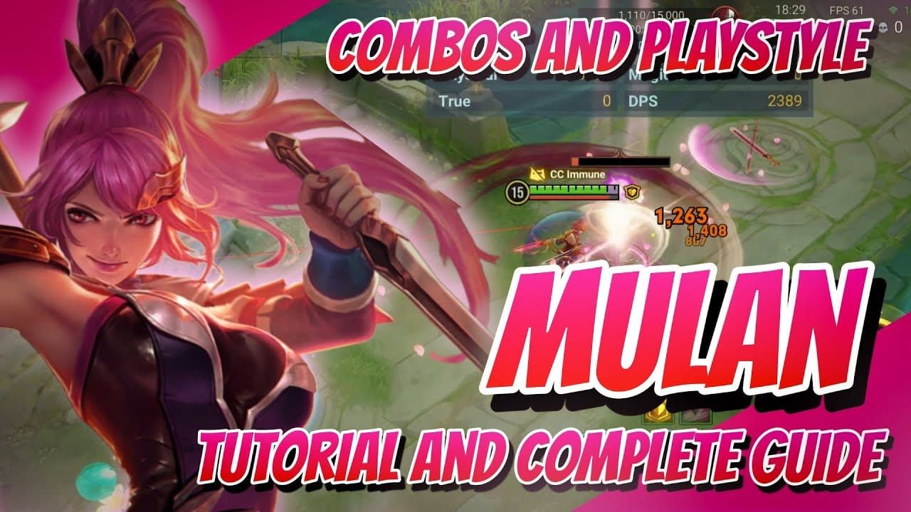 Mulan combo sequence guide showing skill rotation in Honor of Kings