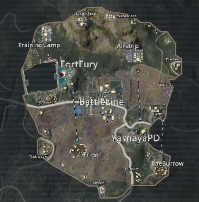 Peta lokasi hot-drop Pochinki Metro Royale PUBG Mobile