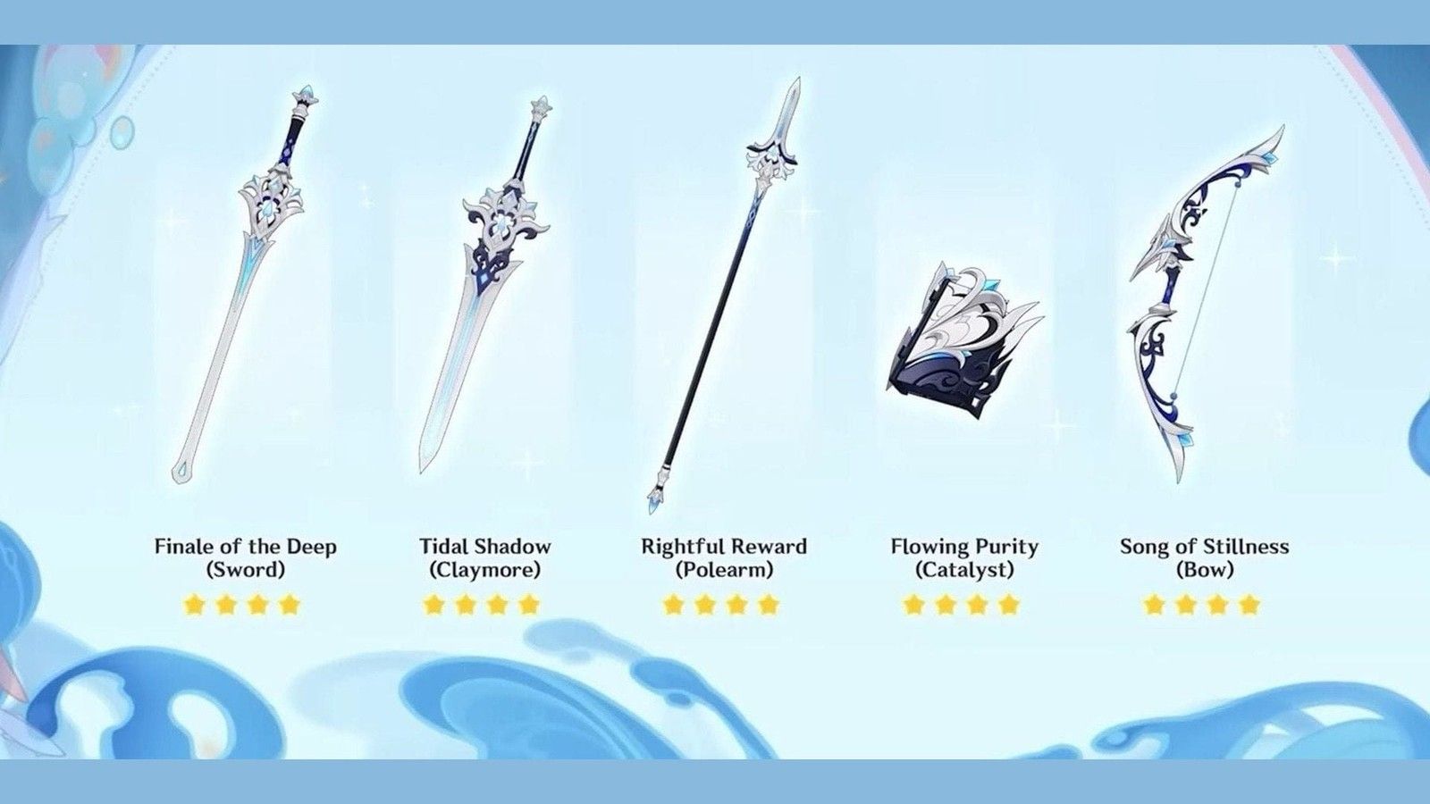Fontaine craftable weapons that cost Condessence Crystals to forge