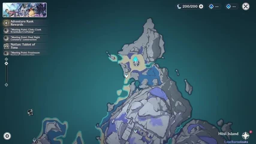 Genshin Impact Karte der Frostnacht-Herras Spawn-Punkte für das Farmen von Strahlenden Geweihen