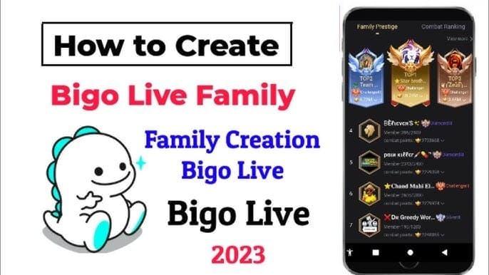 Bigo Live family creation application form and start button
