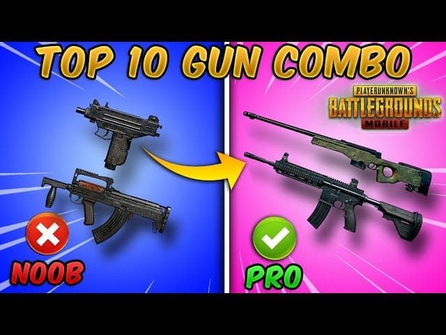 PUBG Mobile 最佳武器配置，显示用于完成任务的突击步枪和冲锋枪